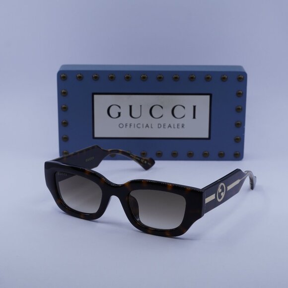 Gucci GG1558SK 002 Square Sunglasses - Havana - Picture 1 of 11